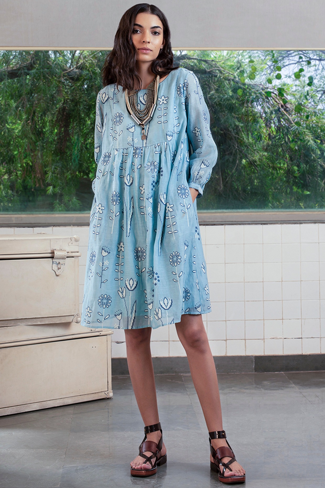 Light Blue Embroidered Dress Design by ...